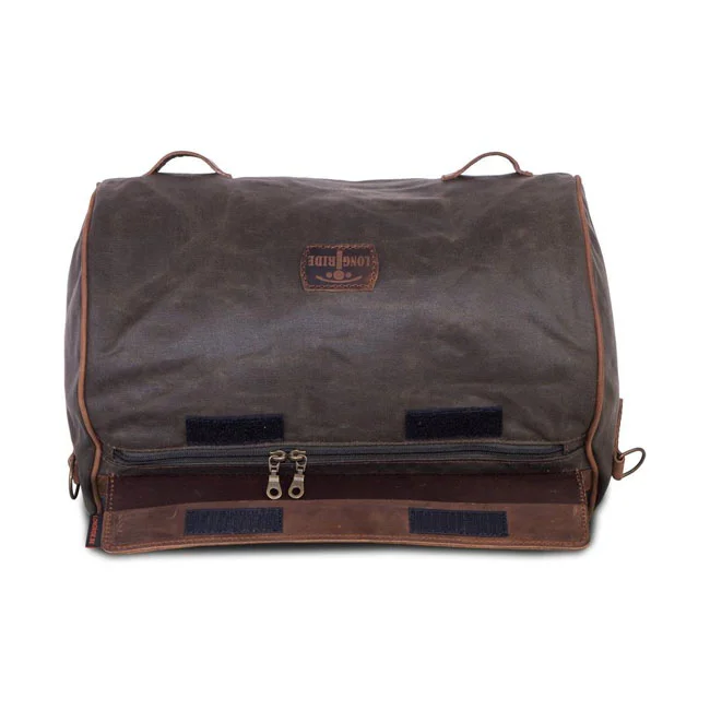 Longride Roll bag waxed cotton narrow. Khaki wax