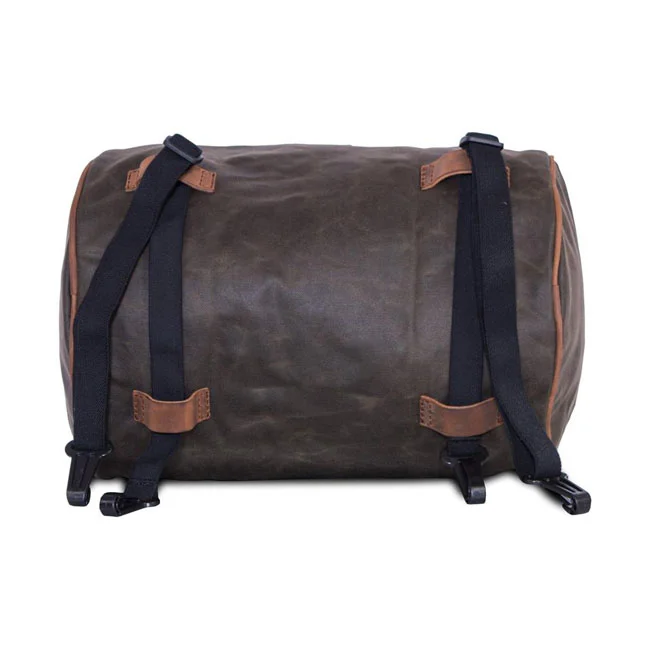 Longride Roll bag waxed cotton narrow. Khaki wax