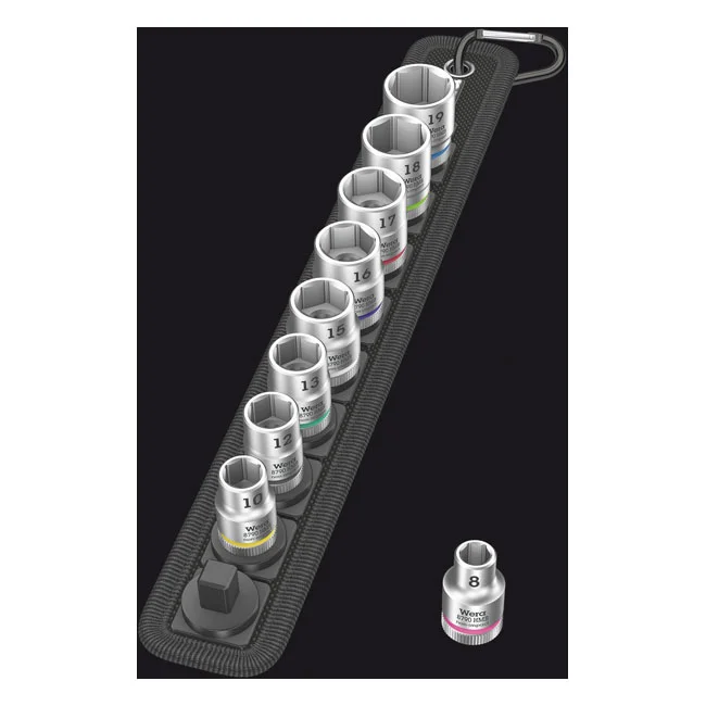 Wera Socket belt with 3/8" drive hex sockets - Metric
