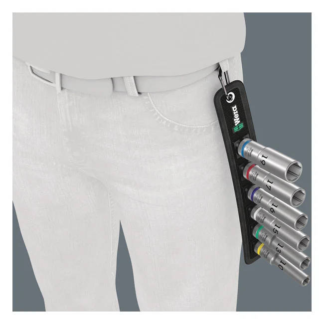 Wera Socket belt with 1/2" drive hex deep sockets - Metric