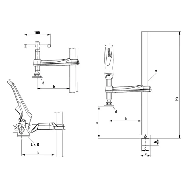 Bessey Clamping element for welding tables TWV