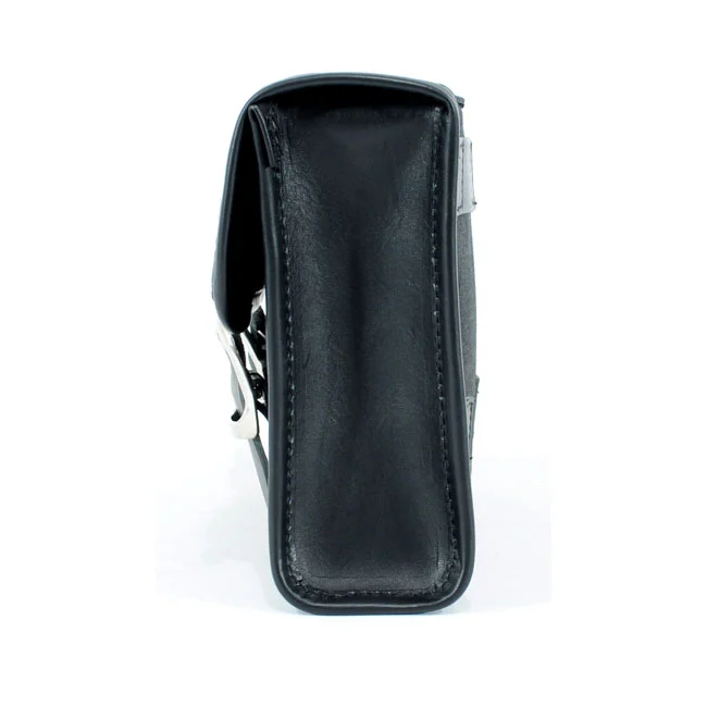 Longride ''Mini'' waxed cotton saddlebag. Black