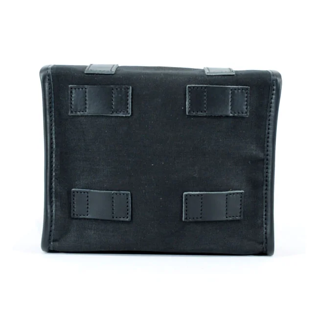 Longride ''Mini'' waxed cotton saddlebag. Black