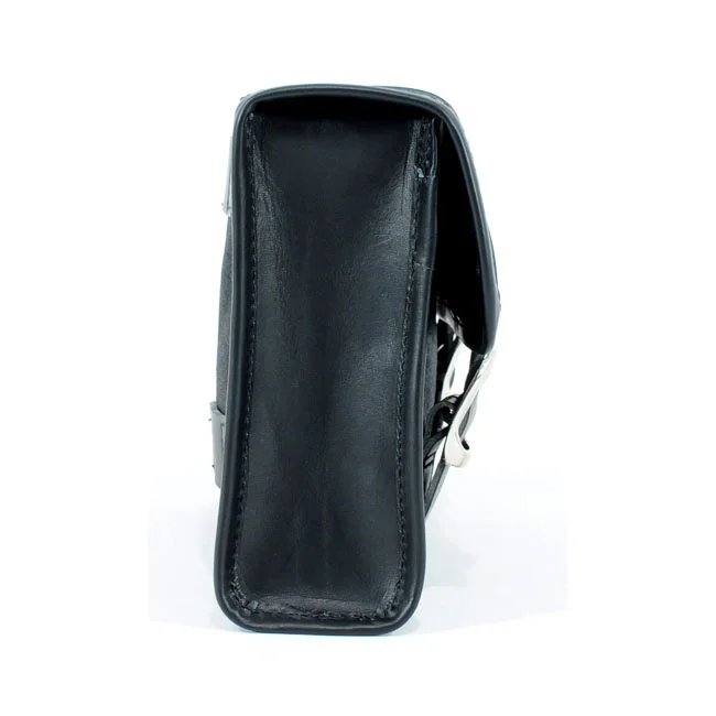 Longride ''Mini'' waxed cotton saddlebag. Black