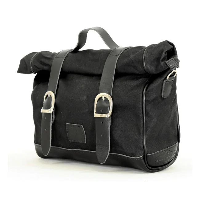 Longride ''Old Chopper'' waxed cotton saddlebag. Black