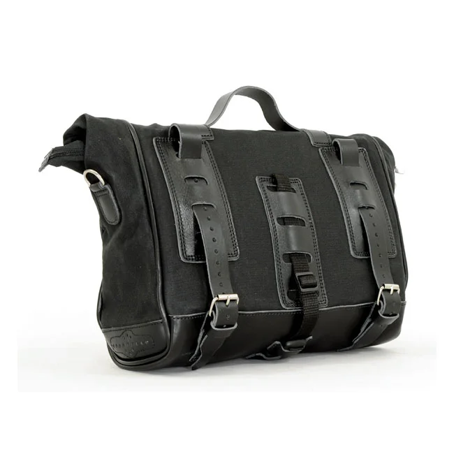 Longride ''Old Chopper'' waxed cotton saddlebag. Black
