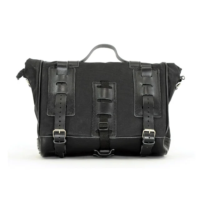 Longride ''Old Chopper'' waxed cotton saddlebag. Black