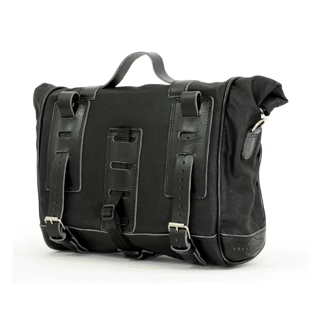 Longride ''Old Chopper'' waxed cotton saddlebag. Black