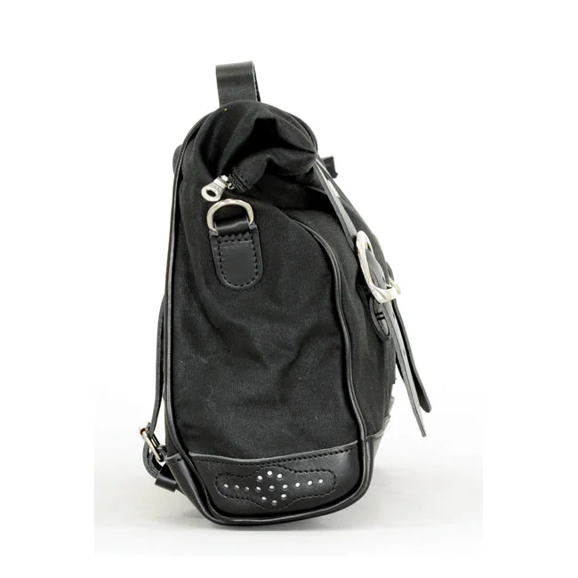 Longride ''Old Chopper'' waxed cotton saddlebag. Black