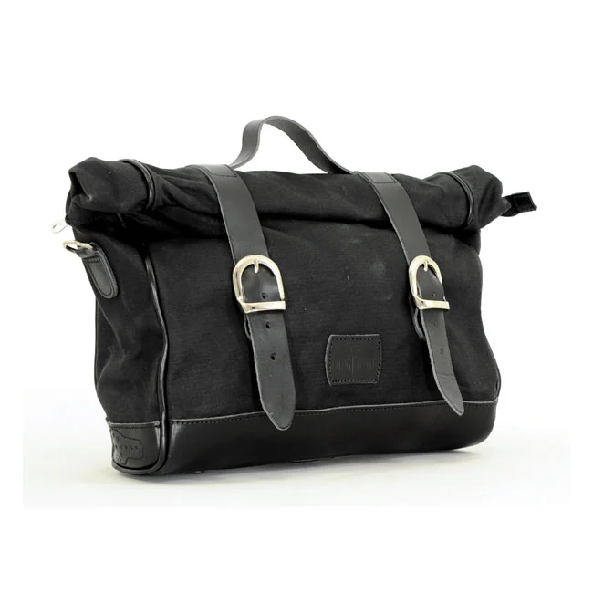 Longride ''Old Chopper'' waxed cotton saddlebag. Black