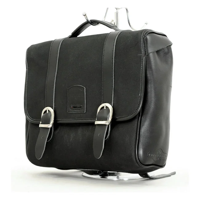 Longride ''Classic'''' waxed cotton saddlebag. Black
