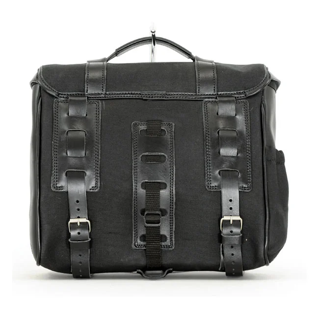 Longride ''Classic'''' waxed cotton saddlebag. Black