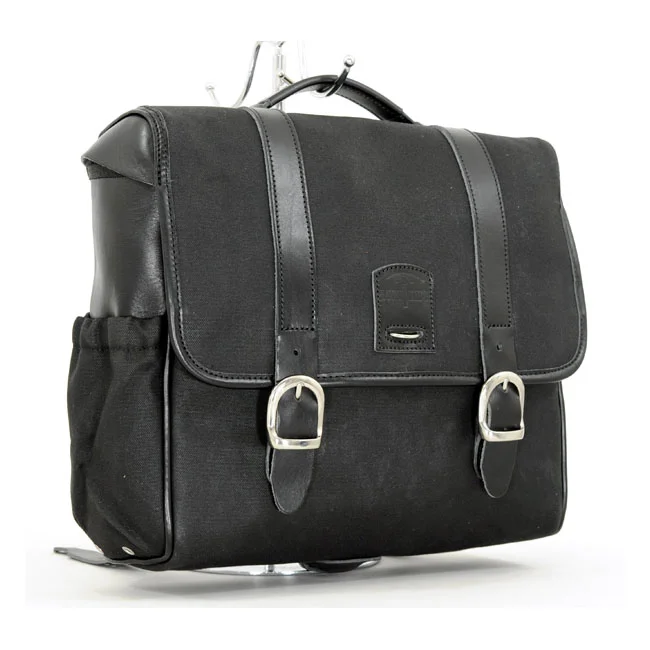 Longride ''Classic'''' waxed cotton saddlebag. Black