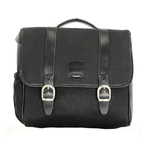 Longride Longride, ''Classic'''' waxed cotton saddlebag. Black