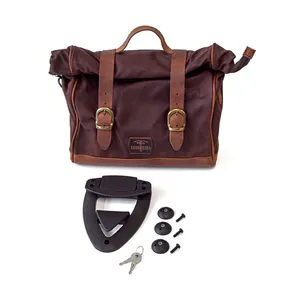 Longride Longride, click-on Old Chopper saddlebag waxed cotton. Brown