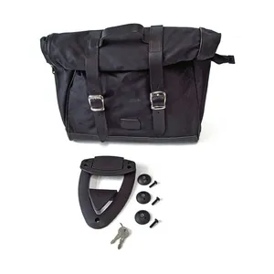 Longride Longride, click-on Old Chopper saddlebag waxed cotton. Black