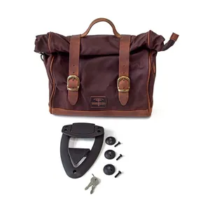 Longride Longride, click-on Old Chopper saddlebag waxed cotton. Brown