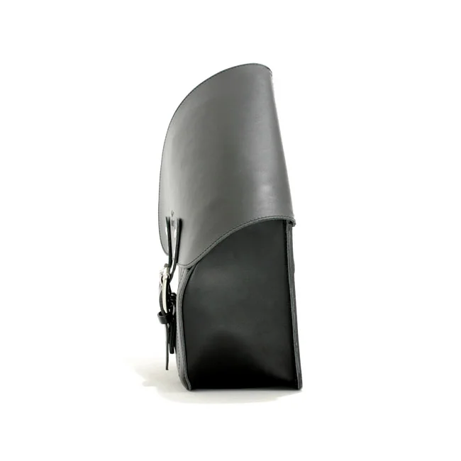 Longride Swingarm bag. Smooth, black leather. 7 liter