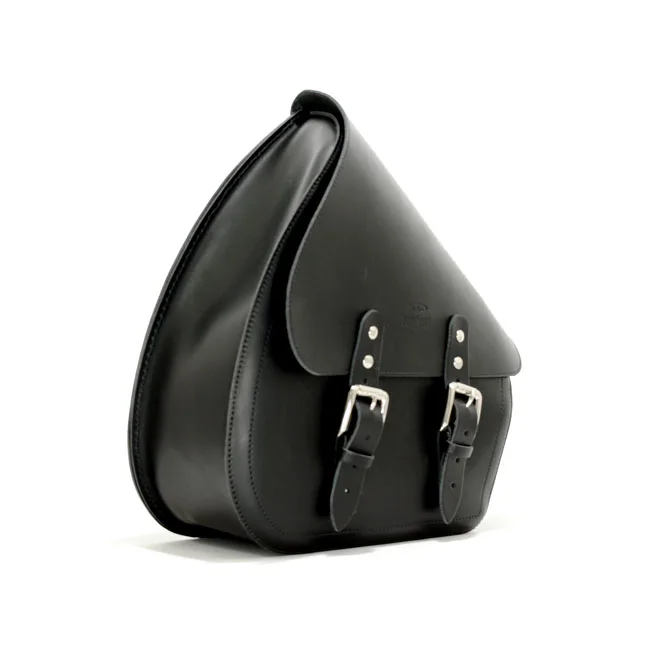 Longride Swingarm bag. Smooth, black leather. 7 liter