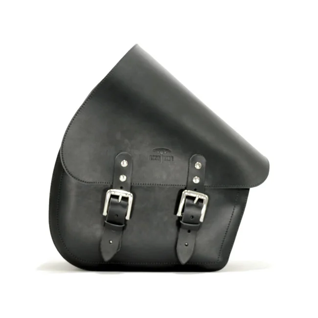Longride Swingarm bag. Smooth, black leather. 7 liter