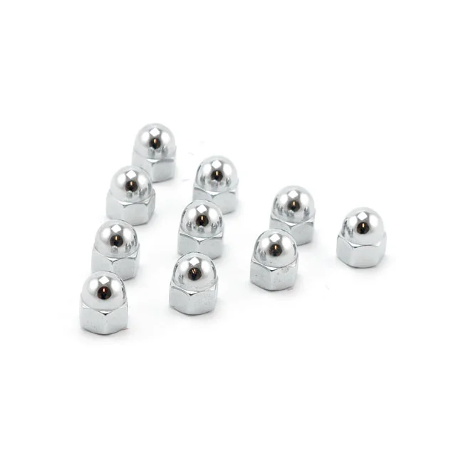 Colony M8 x 1.25 acorn nuts, chrome. Low Crown