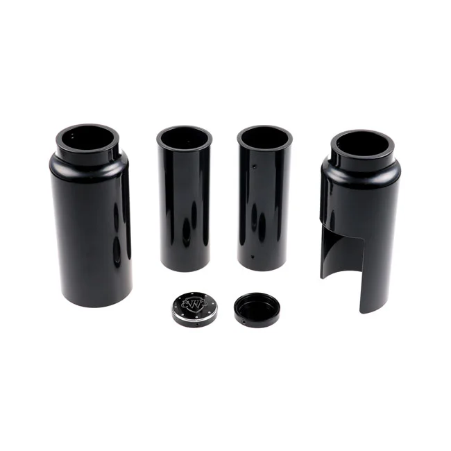 Cult-Werk 6-piece fork tube cover kit. Gloss black. Logo