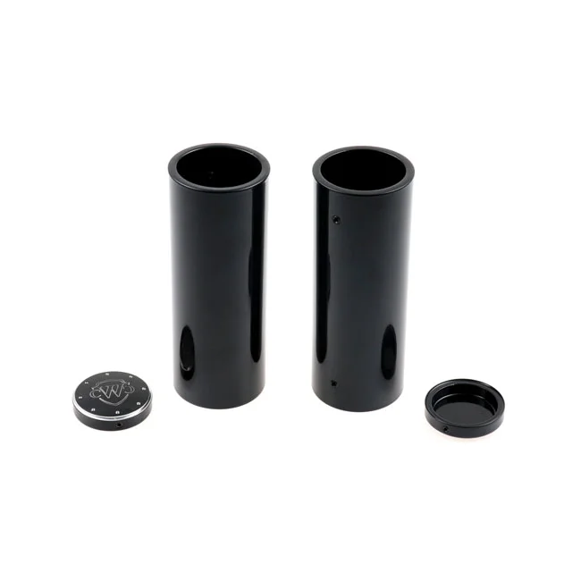 Cult-Werk 4-piece fork tube cover kit. Gloss black. Logo