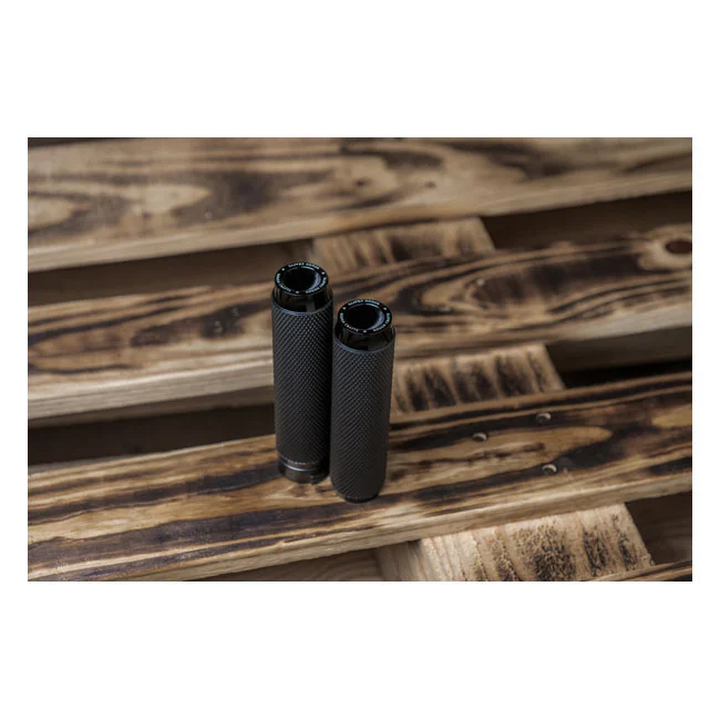 Rough Crafts Crafts, knurled rubber handlebar grips. Black