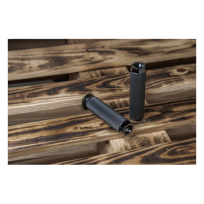 Rough Crafts Crafts, knurled rubber handlebar grips. Black