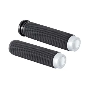 Rough Crafts Rough Crafts, knurled rubber handlebar grips. Chrome