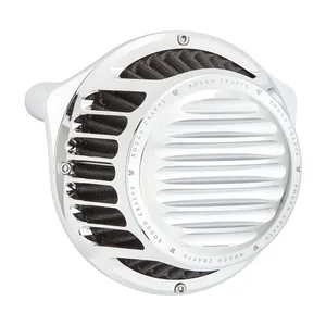 Rough Crafts Rough Crafts, Round Finned air cleaner assembly. Chrome