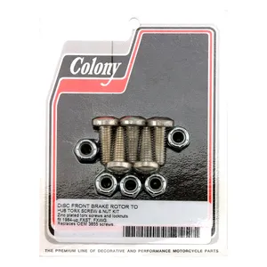 Colony Colony, front brake rotor bolt & nut kit. Flat torx Zinc