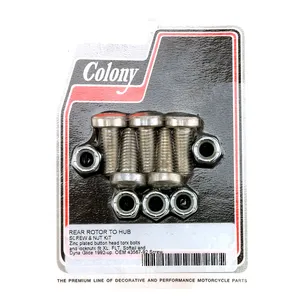 Colony Colony, rear brake rotor bolt & nut kit. Zinc, Torx