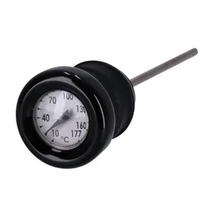 MCS Oil tank dipstick with temperature gauge. Black w/white face