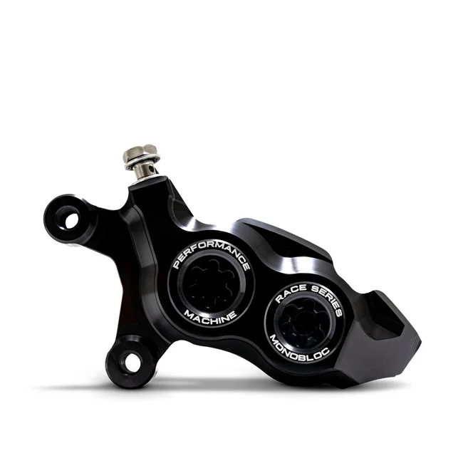 Performance Machine PM, Race Series 4-P Monobloc caliper. Left front. Black
