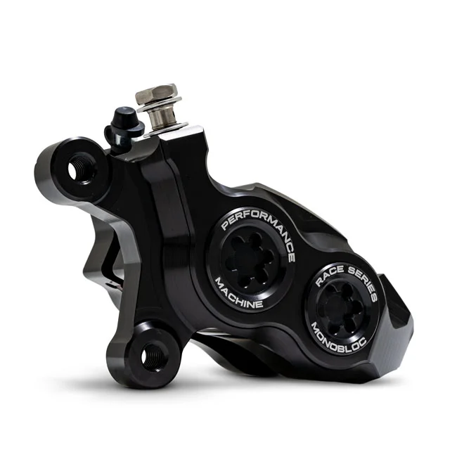 Performance Machine PM, Race Series 4-P Monobloc caliper. Left front. Black