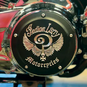 Indian Larry Motorcycles Indian Larry, ''Indian Larry'' logo derby cover. Matte black