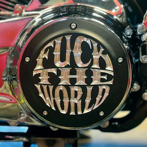 Indian Larry Motorcycles Indian Larry, ''FTW'' derby cover. Matte black/clear