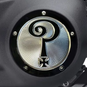 Indian Larry Motorcycles Indian Larry, ''Question Mark'' derby cover. Gloss black/clear
