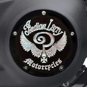 Indian Larry Motorcycles Indian Larry, ''Indian Larry'' logo derby cover. Gloss black
