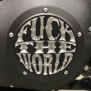 Indian Larry Motorcycles Indian Larry, ''FTW'' derby cover. Matte black/clear
