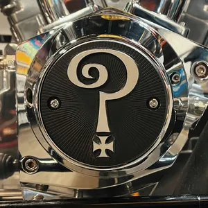 Indian Larry Motorcycles Indian Larry, ''Question Mark'' 2-hole point cover. Black/alu