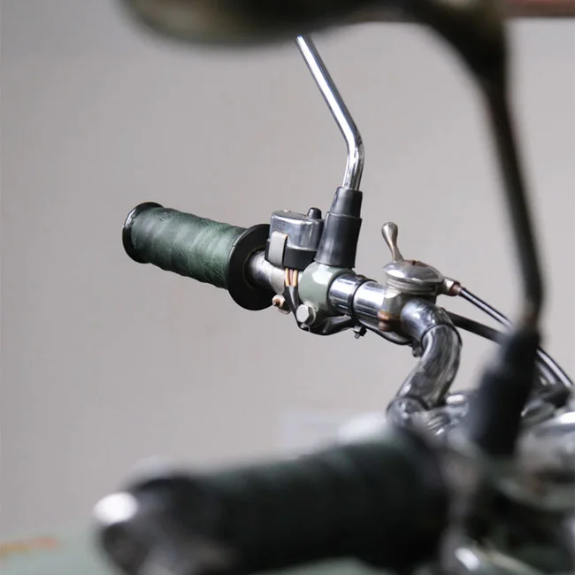 Tripmachine Trip Machine, leather handlebar grip wraps. Forest Green