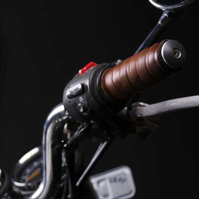 Tripmachine Trip Machine, leather handlebar grip wraps. Dark Tan Cognac
