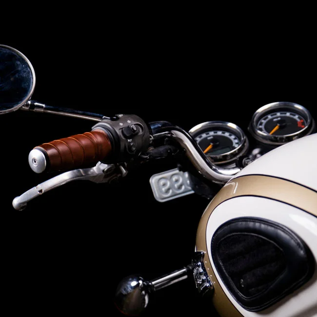 Tripmachine Trip Machine, leather handlebar grip wraps. Dark Tan Cognac