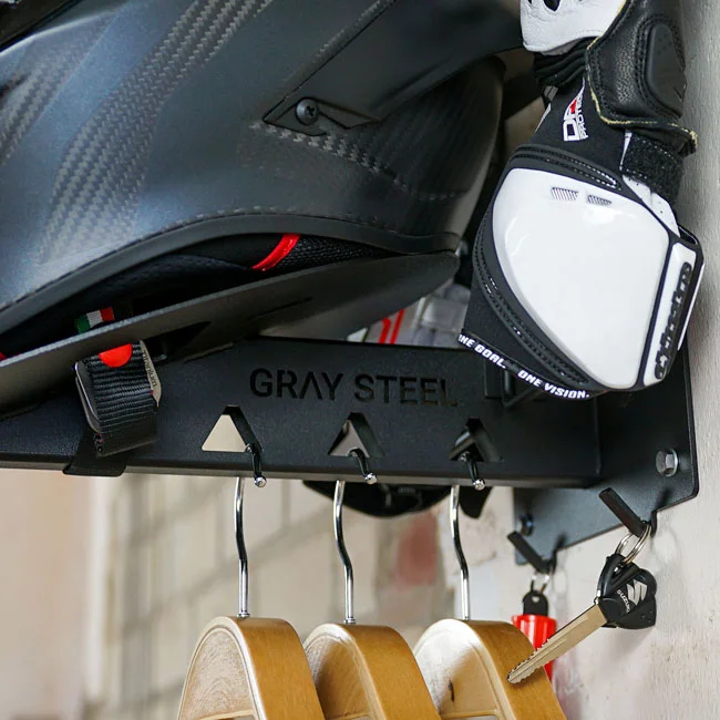 Gray Steel Steel X7 Helmet Gear Wall Mount matt black