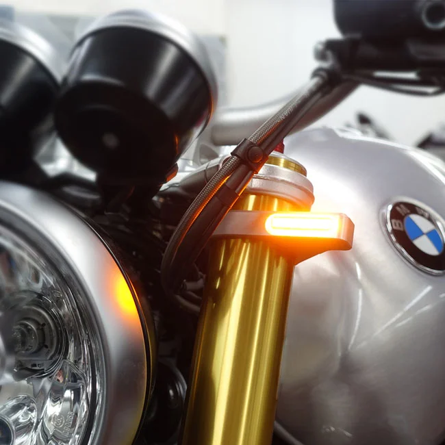 HeinzBikes ZC-Line Classic LED fork turn signal set. Silver
