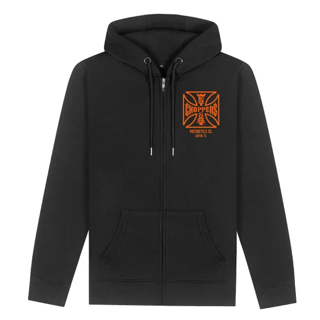 West Coast Choppers WCC ATX Cross zip hoodie black/orange