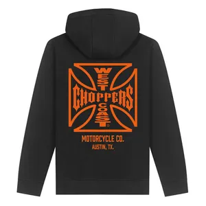 West Coast Choppers WCC ATX Cross zip hoodie black/orange