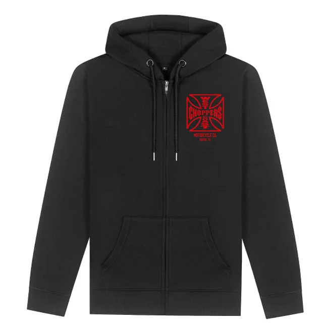West Coast Choppers WCC ATX Cross zip hoodie black/red